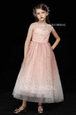 gradient pink shiny tulle flower girl dress 5D7A4935